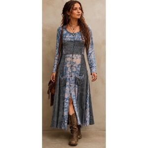 Vtg Patchwork Boho Cottagecore Western Renaissance Fair Dress M Made In  USA